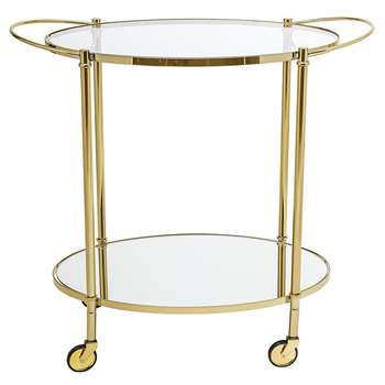 Bloomingville - Fine Bar Side Table/Trolley - Gold (H81 x W86 x D46cm)