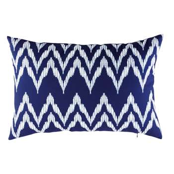 Blue Outdoor Cushion with White Graphic Motifs (40 x 60cm)
