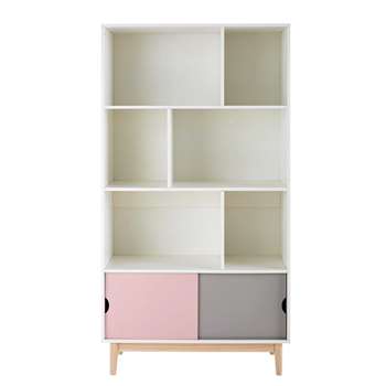 BLUSH Tricoloured 2-Door Bookcase (168 x 90cm)