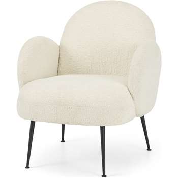 Bonnie Accent Armchair, Whitewash Boucle with Black Legs (H79 x W68 x D80cm)