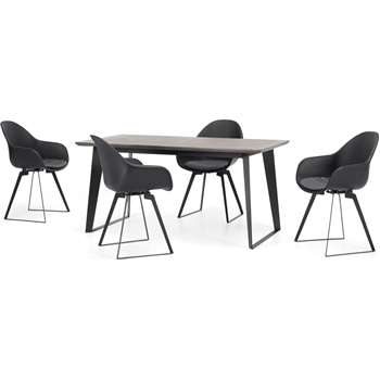 Boone Up to 4 Seat Dining Table and 4 Chair set, Concrete Resin Top (H76 x W160 x D80cm)