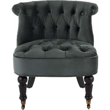 Bouji Accent Chair, Midnight Grey Velvet (70 x 66cm)