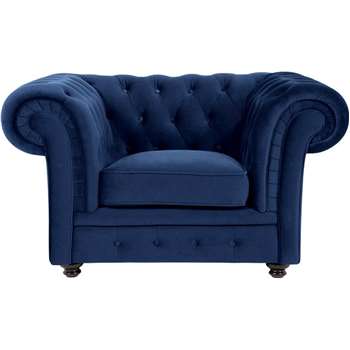 Branagh Armchair, Electric Blue Velvet (76 x 132cm)