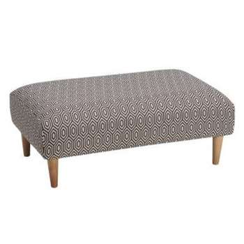 Brighton Charcoal Patterned Fabric Footstool (H38 x W99 x D63cm)