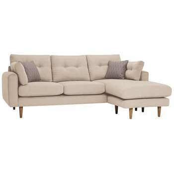 Brighton Parchment Fabric Lounger, Right (H86 x W225 x D159cm)