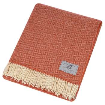Bronte by Moon - Parquet Merino Lambswool Throw - Coral (H140 x W185cm)