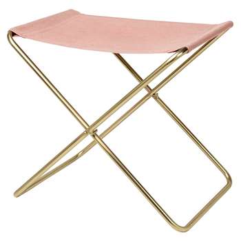 Broste Copenhagen - Nola Stool - Canvas/Iron - Rose Down/Brass Legs (H45 x W39 x D31cm)