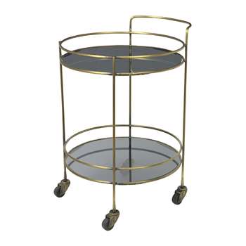 Broste Copenhagen - Roger Wagon Bar - Antique Brass (H76 x W56 x D56cm)