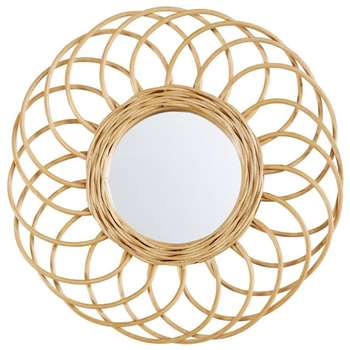 BUCOLIQUE Round Rattan Mirror (Diameter 34cm)