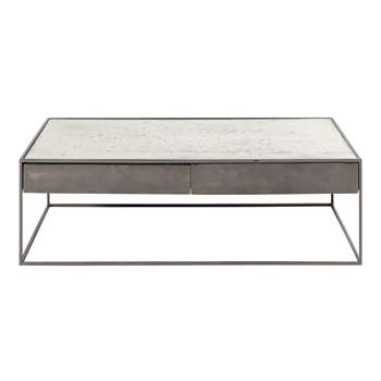 CALIXTE Tempered Glass and Grey Iron Coffee Table (40 x 130cm)