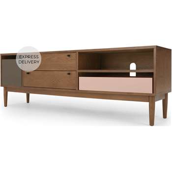 Campton Wide TV Stand, Dark Stain Oak and Grey (H58 x W174 x D42cm)