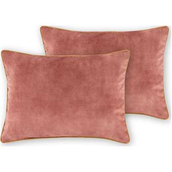 Castele Set of 2 Velvet Cushions, Deep Blush Pink (H35 x W50cm)