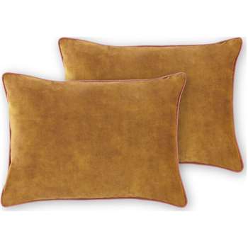 Castele Set of 2 Velvet Cushions, Warm Gold (H35 x W50cm)