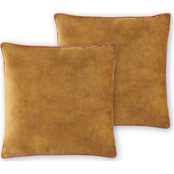 Castele Set of 2 Velvet Cushions, Warm Gold (H50 x W50cm)