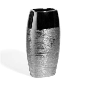 Ceramic almond-shaped vase in silver (Height 34cm)