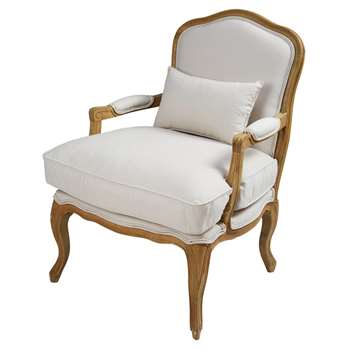 CHÂTEAU Ecru cotton and oak armchair (88 x 64cm)