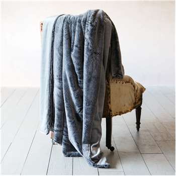 Charcoal Tipped Faux Fur Throw (H130 x W170cm)