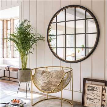 Circular Window Pane Mirror (H120 x W120 x D4.5cm)