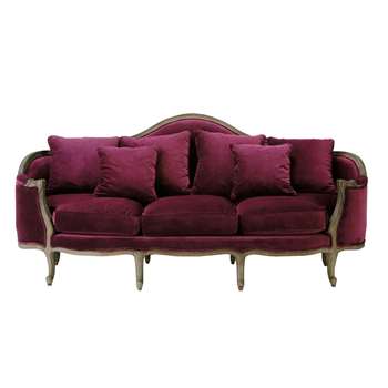 CLARISSE 3 seater velvet sofa bench in fig colour (104 x 227cm)
