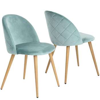 Coavas - Set of 2 Soft Velvet Dining and Kitchen Chairs, Aqua (H77.5 x W53 x D49cm)