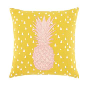 COBA Mustard Yellow Cotton Cushion with Pineapple Print (40 x 40cm)