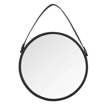 CODY Round Metal Mirror in Black (H55 x W55 x D1.2cm)