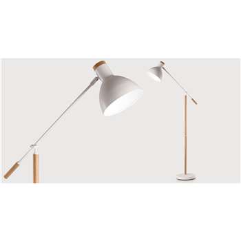 Cohen Floor Lamp, White and Natural Oak (162 x 77cm)