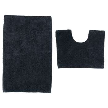 ColourMatch Bath and Pedestal Mat Set - Black 50 x 80cm