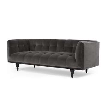 Connor 3 Seater Sofa, Concrete Cotton Velvet (88 x 210cm)