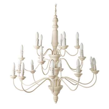 CONSTANCE metal and wood 20 branch chandelier in cream D 90cm