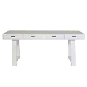 Contemporary Writing Desk With 4 Drawers - White (Width 178cm)