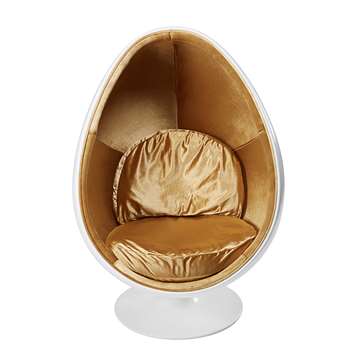 COQUILLE Fibreglass and gold fabric armchair (143 x 94cm)