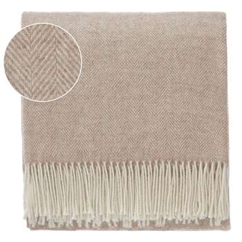Corcovado Alpaca Blanket, Light Brown & Off-White (H130 x W170cm)