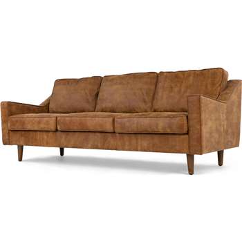 Dallas 3 Seater Sofa, Outback Tan Premium Leather (H83 x W211 x D90cm)