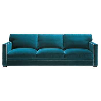 DANDY 4/5 seater velvet sofa in blue (88 x 263cm)