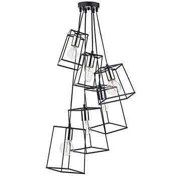 Dar Tower 6 Light Pendant Ceiling Light Black/Chrome (H130 x W50 x D50cm)