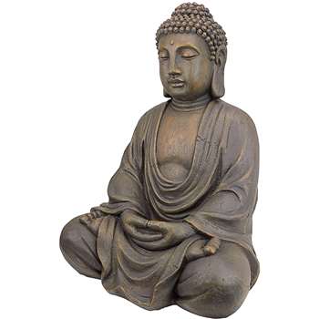 Design Toscano - Meditative Buddha of the Grand Temple Garden Statue, Medium, Dark Stone, AL1614 (H66 x W51 x D38cm)