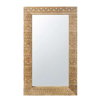 DIWALI Carved Mango Wood Mirror with Gold Finish (H122 x W71 x D3.5cm)