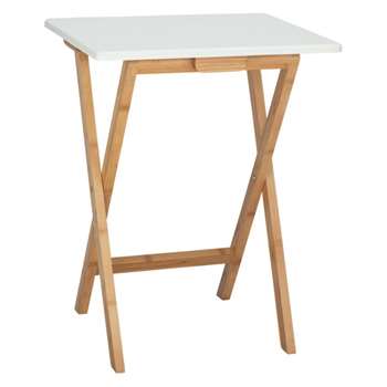 Drew Bamboo and white lacquer folding side table, White (Width 37cm)