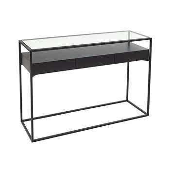Drift console table with drawers darkwood (80 x 140cm)
