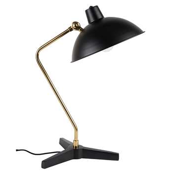 Dutchbone Devi Vintage Desk Lamp in Matte Black (H52 x W28 x D36cm)