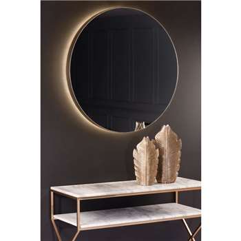 Eclipse Illuminated Mirror Champagne Gold (H85 x W85 x D6cm)