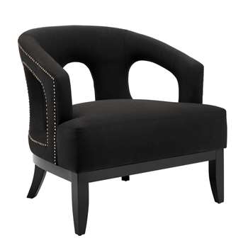 Eichholtz Adam Club Chair - Albin Black (H79 x W80 x D76cm)