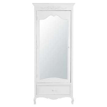 ELISA Paulownia And Pine 1 Door 1 Drawer Bonnetiere Wardrobe In White (180 x 75cm)