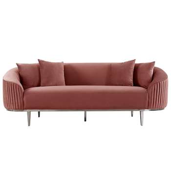 Ella Three Seat Sofa - Blush Pink - Polished Chrome Base (H80 x W223 x D92cm)