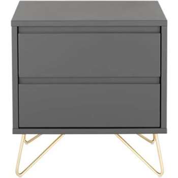 Elona Bedside Table, Charcoal and Brass (50 x 53cm)