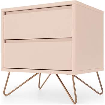 Elona Bedside Table, Dusk Pink and Copper (H53 x W50 x D40cm)