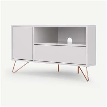 Elona Corner Media Unit, Grey and Copper (H58 x W105 x D50cm)