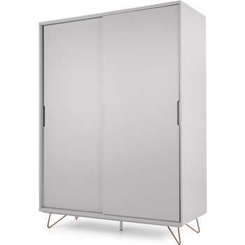 Elona Sliding Wardrobe, Grey and Copper (H201 x W150 x D57cm)
