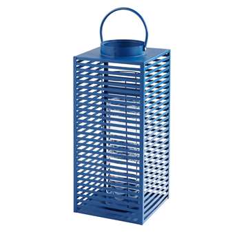 ELVA Blue Metal and Glass Lantern (60 x 25cm)